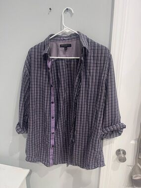 Banana Republic Men’s Purple Plaid Button Down Shirt